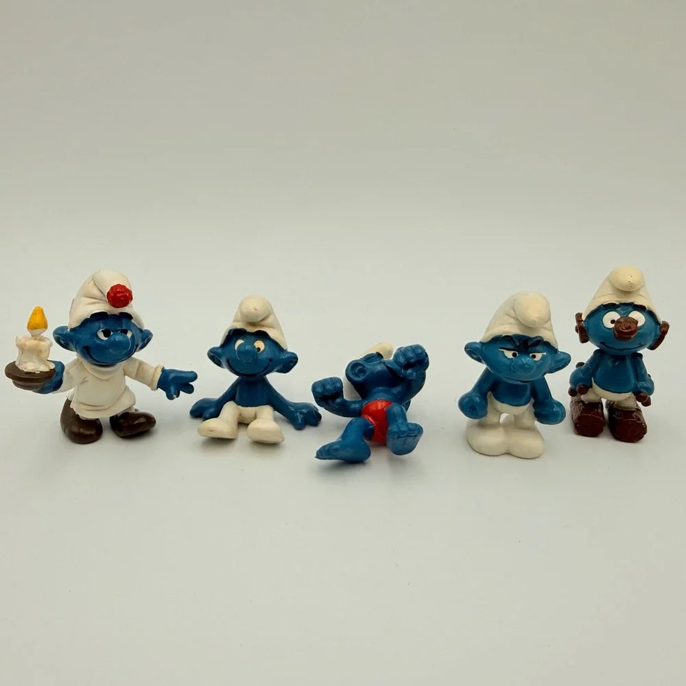 Vintage Schleich Smurf PVC Figures Lot of 5 Peyo 1980s Hong Kong Collectibles